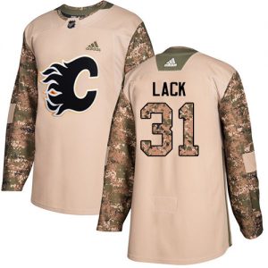 Pánské NHL Calgary Flames dresy Eddie Lack 31 Authentic Camo Adidas Veterans Day Practice