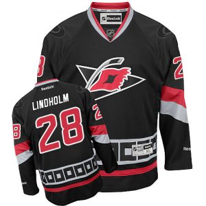 Dámské NHL Carolina Hurricanes dresy 28 Elias Lindholm Authentic Černá Reebok Alternativní hokejové dresy
