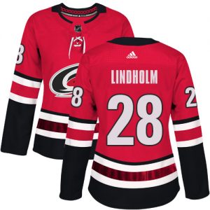 Dámské NHL Carolina Hurricanes dresy 28 Elias Lindholm Authentic Červené Adidas Domácí