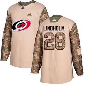 Dětské NHL Carolina Hurricanes dresy 28 Elias Lindholm Authentic Camo Adidas Veterans Day Practice