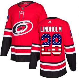 Dětské NHL Carolina Hurricanes dresy 28 Elias Lindholm Authentic Červené Adidas USA Flag Fashion