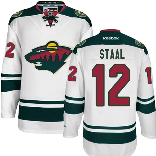 Dětské NHL Minnesota Wild dresy 12 Eric Staal Authentic Bílý Reebok Venkovní hokejové dresy
