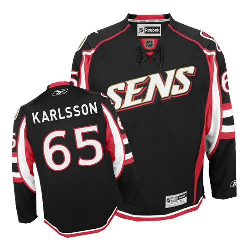 Pánské NHL Ottawa Senators dresy 65 Erik Karlsson Authentic Černá Reebok Alternativní hokejové dresy