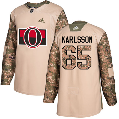 Pánské NHL Ottawa Senators dresy 65 Erik Karlsson Authentic Camo Adidas Veterans Day Practice