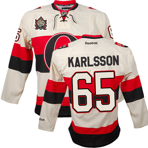 Pánské NHL Ottawa Senators dresy 65 Erik Karlsson Authentic Cream Reebok 2014 Heritage Classic