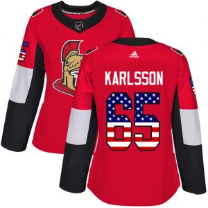 Dámské NHL Ottawa Senators dresy 65 Erik Karlsson Authentic Červené Adidas USA Flag Fashion