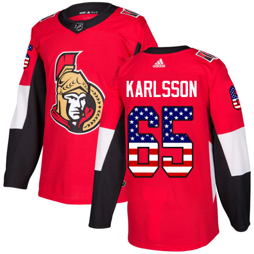 Dětské NHL Ottawa Senators dresy 65 Erik Karlsson Authentic Červené Adidas USA Flag Fashion