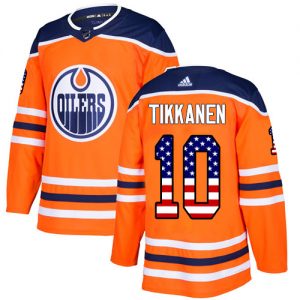 Pánské NHL Edmonton Oilers dresy 10 Esa Tikkanen Authentic Oranžový Adidas USA Flag Fashion