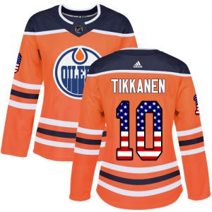 Dámské NHL Edmonton Oilers dresy 10 Esa Tikkanen Authentic Oranžový Adidas USA Flag Fashion