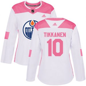 Dámské NHL Edmonton Oilers dresy 10 Esa Tikkanen Authentic Bílý Růžový Adidas Fashion