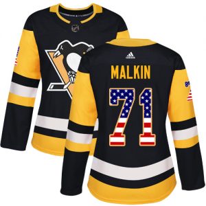 Dámské NHL Pittsburgh Penguins dresy Evgeni Malkin 71 Authentic Černá Adidas USA Flag Fashion