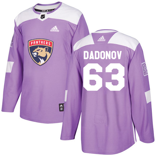 Pánské NHL Florida Panthers dresy 63 Evgenii Dadonov Authentic Nachový Adidas Fights Cancer Practice