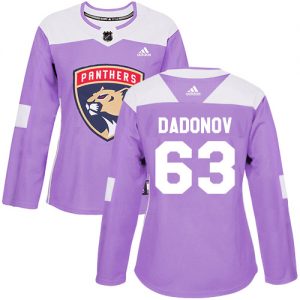 Dámské NHL Florida Panthers dresy 63 Evgenii Dadonov Authentic Nachový Adidas Fights Cancer Practice