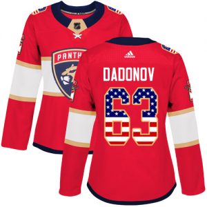 Dámské NHL Florida Panthers dresy 63 Evgenii Dadonov Authentic Červené Adidas USA Flag Fashion