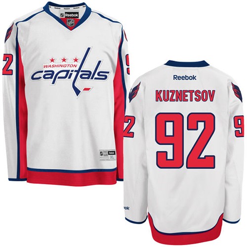Pánské NHL Washington Capitals dresy 92 Evgeny Kuznetsov Authentic Bílý Reebok Venkovní hokejové dresy