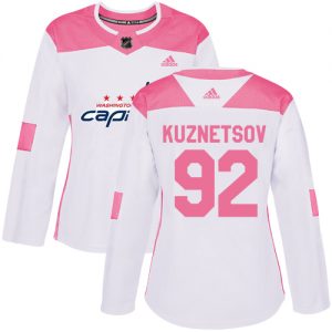 Dámské NHL Washington Capitals dresy 92 Evgeny Kuznetsov Authentic Bílý Růžový Adidas Fashion