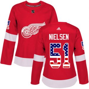 Dámské NHL Detroit Red Wings dresy 51 Frans Nielsen Authentic Červené Adidas USA Flag Fashion