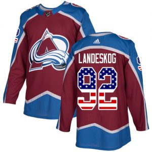 Dětské NHL Colorado Avalanche dresy 92 Gabriel Landeskog Authentic Burgundy Červené Adidas USA Flag Fashion