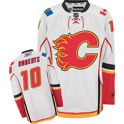 Dětské NHL Calgary Flames dresy Gary Roberts 10 Authentic Bílý Reebok Venkovní hokejové dresy