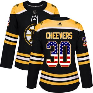 Dámské NHL Boston Bruins dresy Gerry Cheevers 30 Authentic Černá Adidas USA Flag Fashion