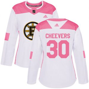Dámské NHL Boston Bruins dresy Gerry Cheevers 30 Authentic Bílý Růžový Adidas Fashion