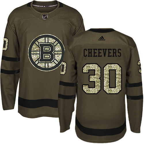 Dětské NHL Boston Bruins dresy Gerry Cheevers 30 Authentic Zelená Adidas Salute to Service