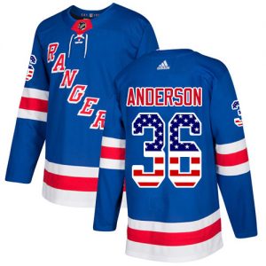 Pánské NHL New York Rangers dresy 36 Glenn Anderson Authentic Kuninkaallisen modrá Adidas USA Flag Fashion