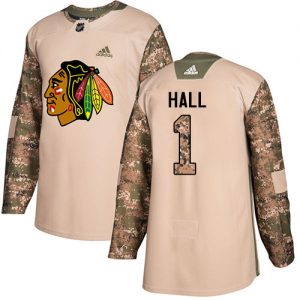 Dětské NHL Chicago Blackhawks dresy 1 Glenn Hall Authentic Camo Adidas Veterans Day Practice