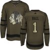 Dětské NHL Chicago Blackhawks dresy 1 Glenn Hall Authentic Zelená Adidas Salute to Service