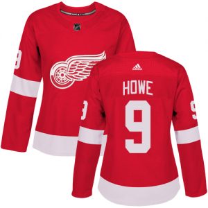 Dámské NHL Detroit Red Wings dresy 9 Gordie Howe Authentic Červené Adidas Domácí