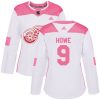 Dámské NHL Detroit Red Wings dresy 9 Gordie Howe Authentic Bílý Růžový Adidas Fashion