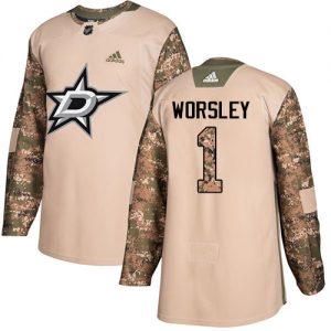 Dětské NHL Dallas Stars dresy 1 Gump Worsley Authentic Camo Adidas Veterans Day Practice