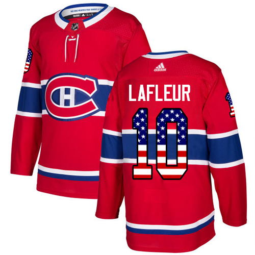 Pánské NHL Montreal Canadiens dresy 10 Guy Lafleur Authentic Červené Adidas USA Flag Fashion