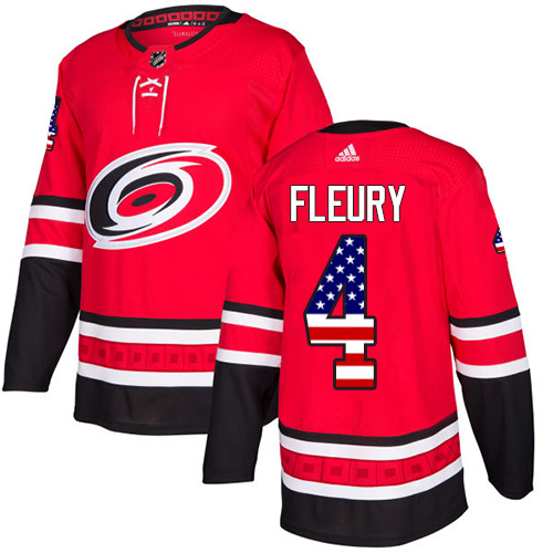 Dětské NHL Carolina Hurricanes dresy 4 Haydn Fleury Authentic Červené Adidas USA Flag Fashion