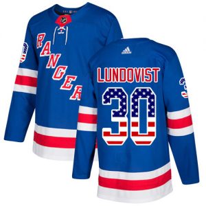 Pánské NHL New York Rangers dresy 30 Henrik Lundqvist Authentic Kuninkaallisen modrá Adidas USA Flag Fashion