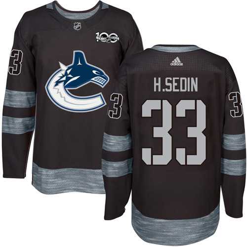 Pánské NHL Vancouver Canucks dresy 33 Henrik Sedin Authentic Černá Adidas 1917 2017 100th Anniversary