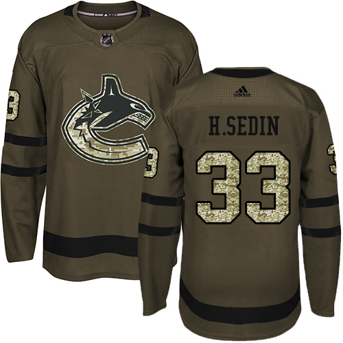 Dětské NHL Vancouver Canucks dresy 33 Henrik Sedin Authentic Zelená Adidas Salute to Service