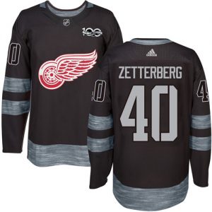 Pánské NHL Detroit Red Wings dresy 40 Henrik Zetterberg Authentic Černá Adidas 1917 2017 100th Anniversary