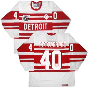 Pánské NHL Detroit Red Wings dresy 40 Henrik Zetterberg Authentic Throwback Bílý CCM 75TH