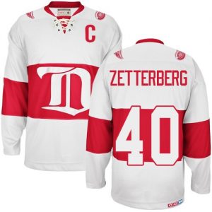 Pánské NHL Detroit Red Wings dresy 40 Henrik Zetterberg Authentic Throwback Bílý CCM Winter Classic