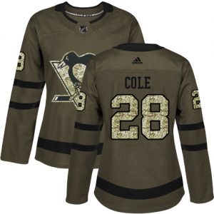 Dámské NHL Pittsburgh Penguins dresy 28 Ian Cole Authentic Zelená Adidas Salute to Service