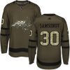 Pánské NHL Washington Capitals dresy 30 Ilya Samsonov Authentic Zelená Adidas Salute to Service