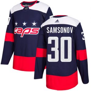 Pánské NHL Washington Capitals dresy 30 Ilya Samsonov Authentic Námořnická modrá Adidas 2018 Stadium Series