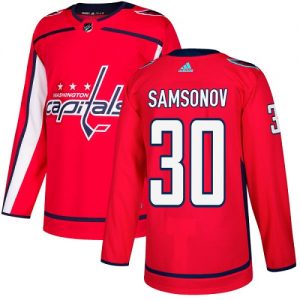 Pánské NHL Washington Capitals dresy 30 Ilya Samsonov Authentic Červené Adidas Domácí