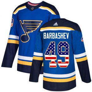 Pánské NHL St. Louis Blues dresy 49 Ivan Barbashev Authentic modrá Adidas USA Flag Fashion