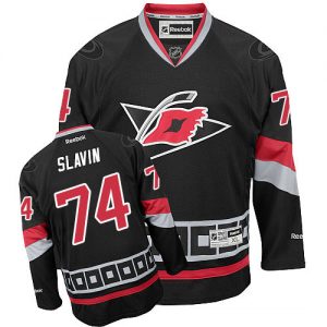 Dámské NHL Carolina Hurricanes dresy 74 Jaccob Slavin Authentic Černá Reebok Alternativní hokejové dresy