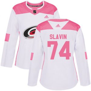 Dámské NHL Carolina Hurricanes dresy 74 Jaccob Slavin Authentic Bílý Růžový Adidas Fashion