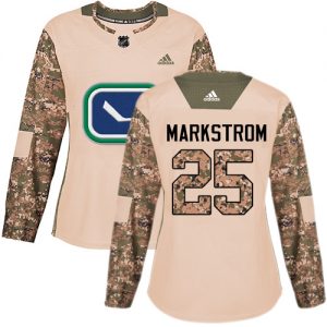 Dámské NHL Vancouver Canucks dresy 25 Jacob Markstrom Authentic Camo Adidas Veterans Day Practice