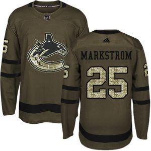 Dětské NHL Vancouver Canucks dresy 25 Jacob Markstrom Authentic Zelená Adidas Salute to Service