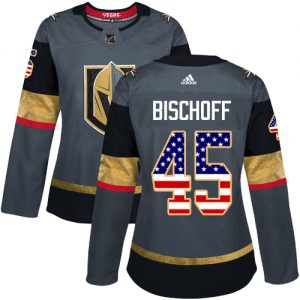 Dámské NHL Vegas Golden Knights dresy 45 Jake Bischoff Authentic Šedá Adidas USA Flag Fashion